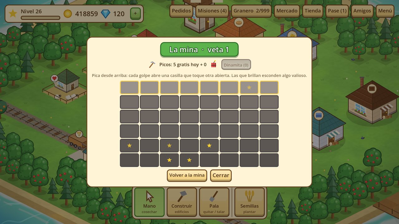 Minijuego de la mina con rocas que picar